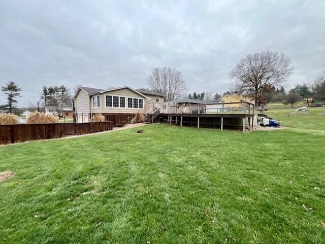 view of yard with a deck