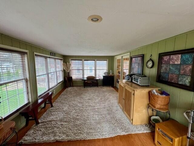 office space with light hardwood / wood-style flooring