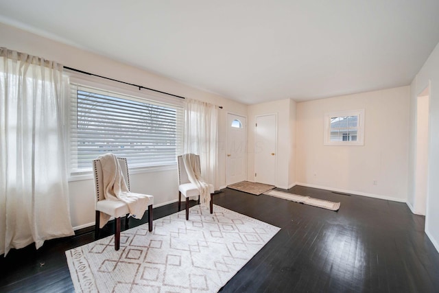 living area with dark hardwood / wood-style floors