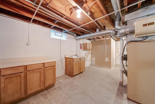 basement with sink