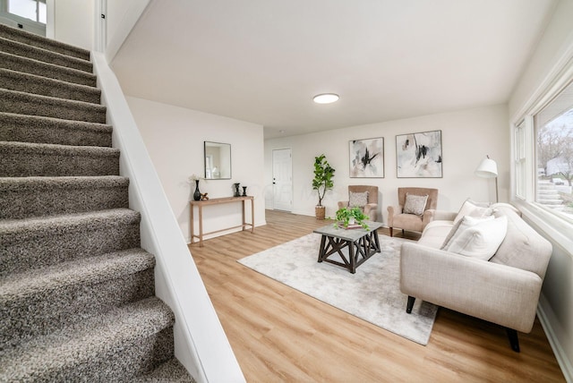 living room with hardwood / wood-style flooring