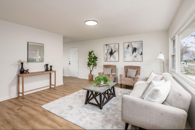 living room featuring light wood-type flooring