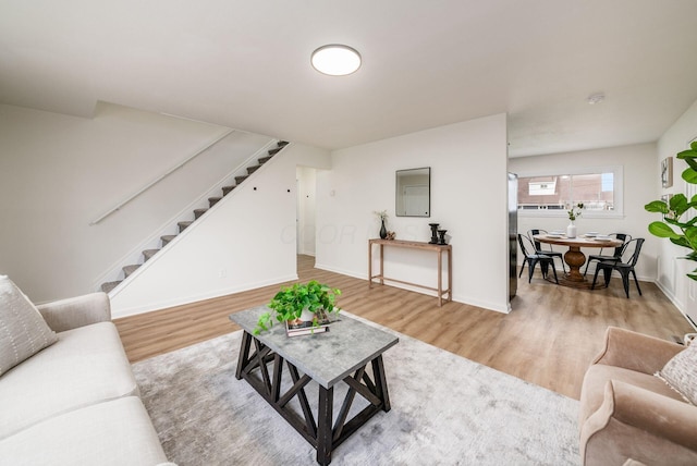 living room with hardwood / wood-style floors