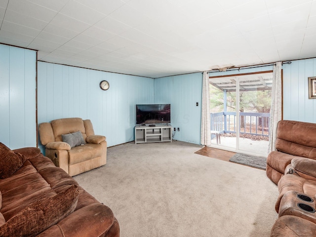 living room featuring light colored carpet