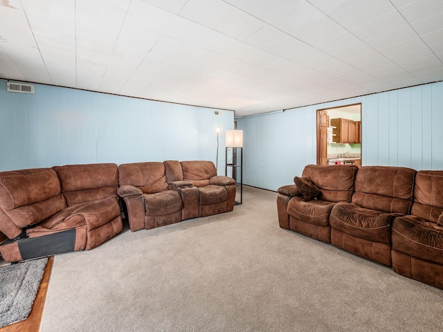 living room with light carpet