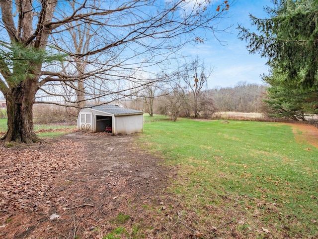 view of yard featuring an outdoor structure