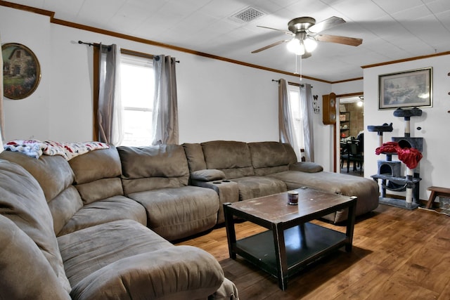 4417 Beechgrove Rd, Bucyrus, OH 44820 - living room with wood-type flooring, crown molding, and a wealth of natural light
