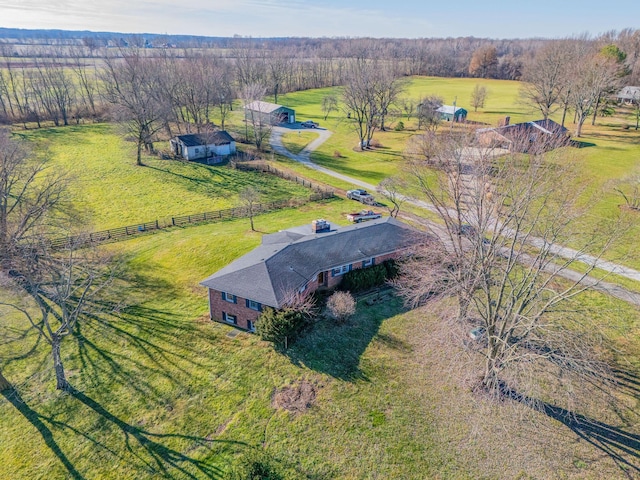 bird's eye view with a rural view