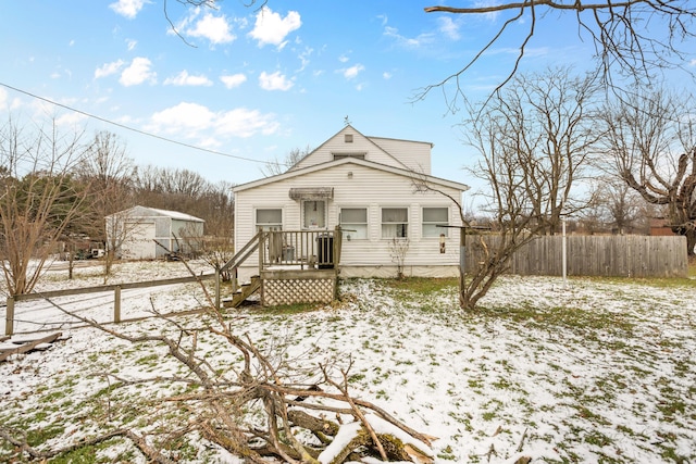 view of snow covered property