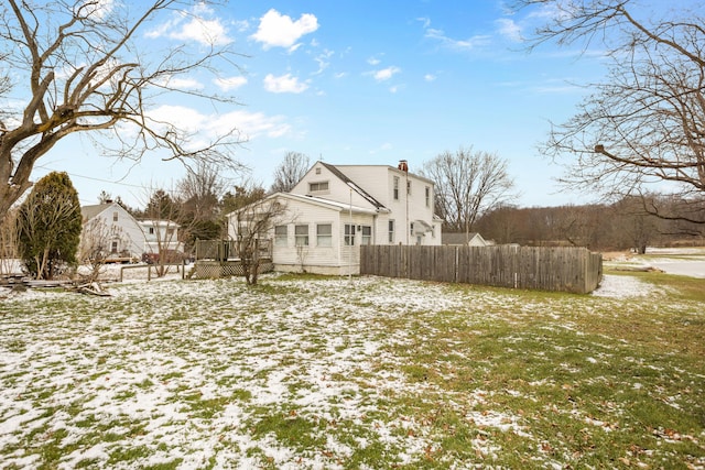 view of snow covered exterior