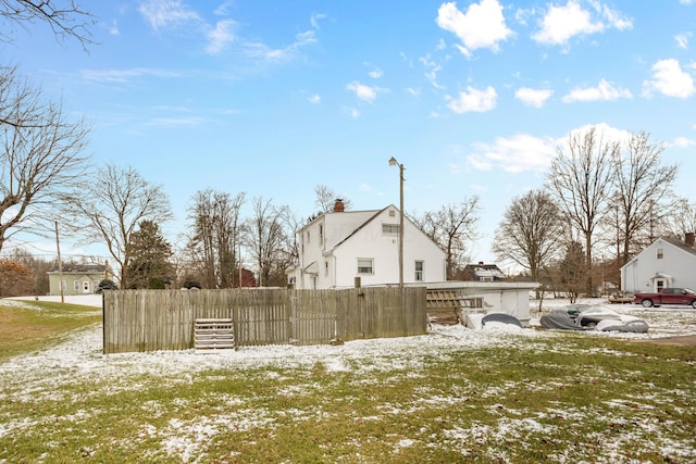 view of yard covered in snow