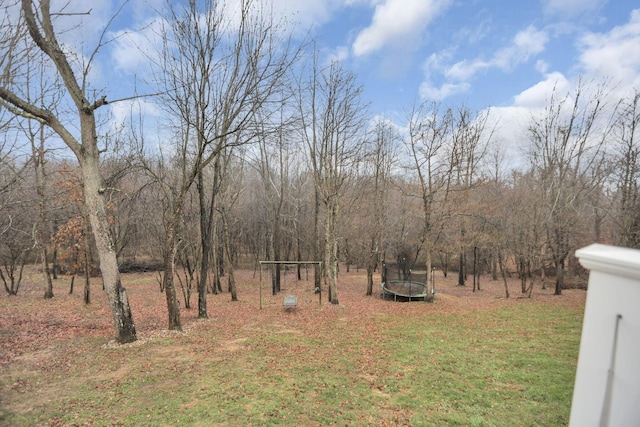 view of yard with a trampoline