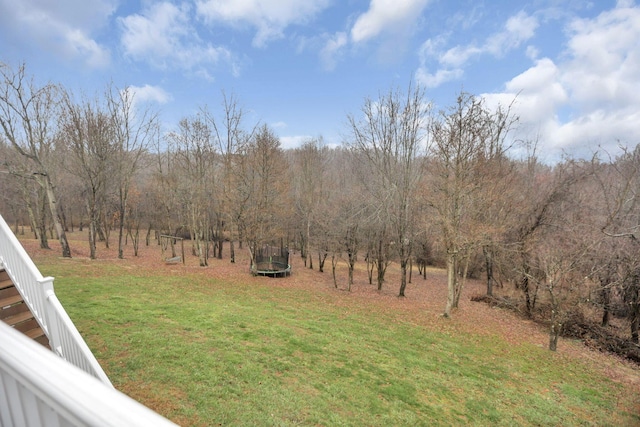 view of yard featuring a trampoline