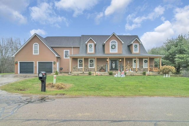 view of front of home with a front lawn and a porch