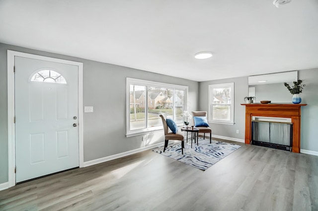 foyer entrance featuring light wood-type flooring