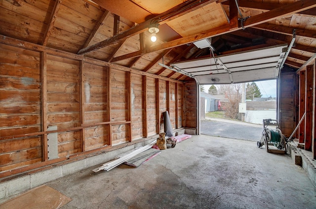 garage with wooden ceiling