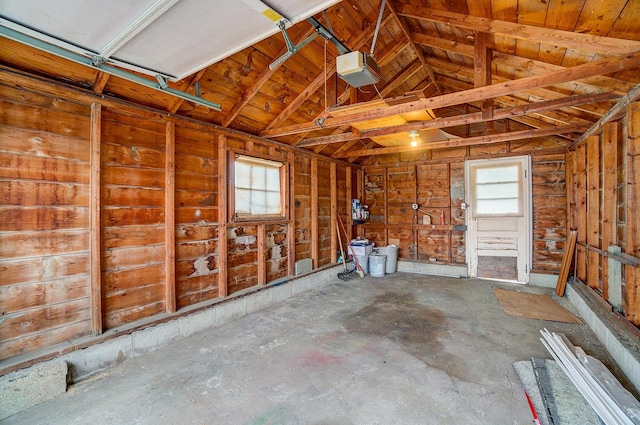 garage with a garage door opener