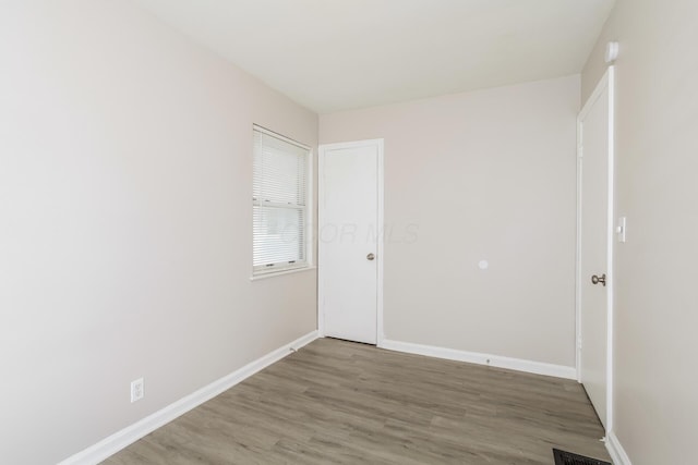 spare room featuring wood-type flooring