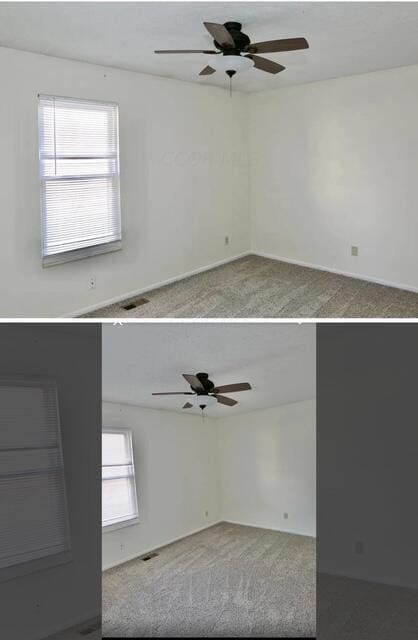 empty room with a healthy amount of sunlight and light colored carpet