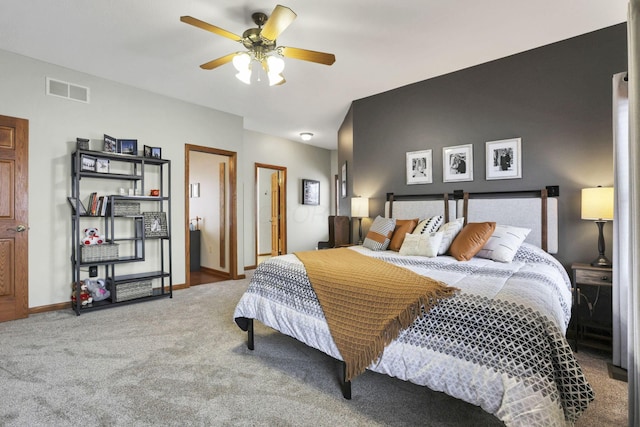 bedroom with carpet and ceiling fan