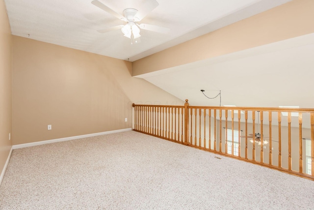 bonus room featuring carpet flooring and ceiling fan