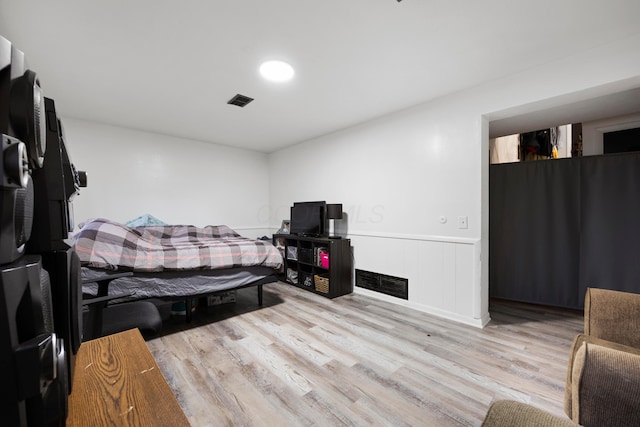 bedroom featuring light wood-type flooring