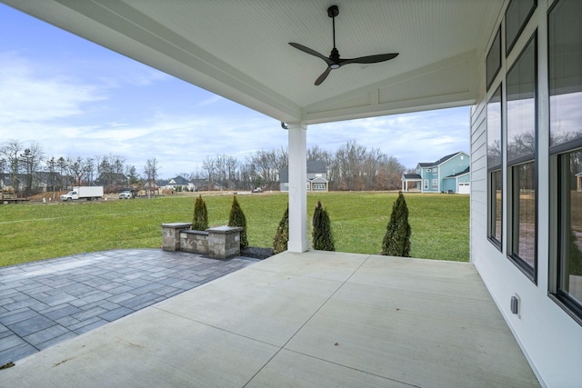 view of patio with ceiling fan