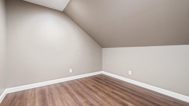 additional living space featuring hardwood / wood-style flooring and lofted ceiling