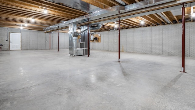 basement with heating unit