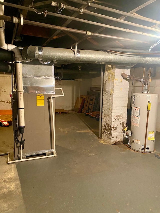 basement with gas water heater