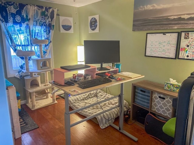 home office featuring hardwood / wood-style floors