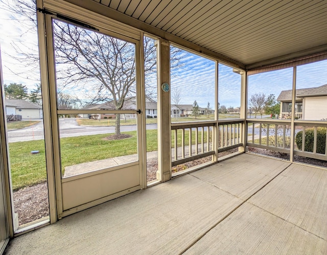 view of unfurnished sunroom