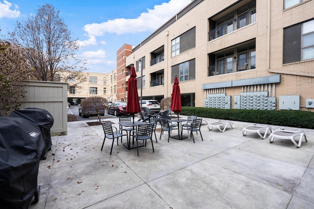 view of patio / terrace featuring a grill