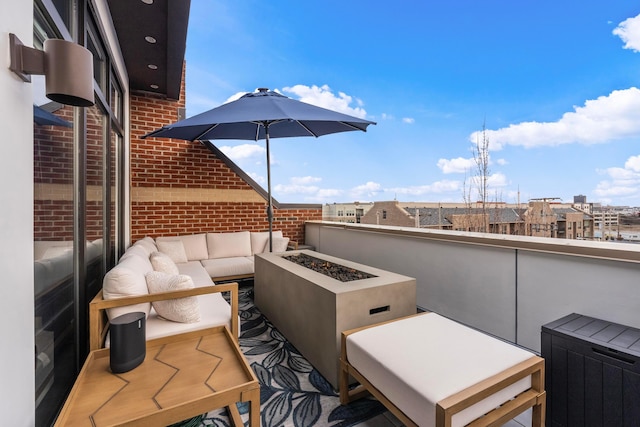 view of patio featuring a fire pit