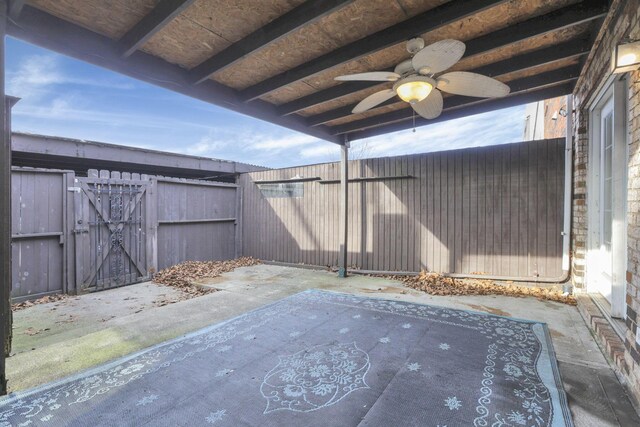 view of patio with ceiling fan