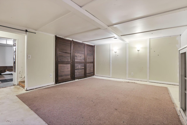 basement with a barn door