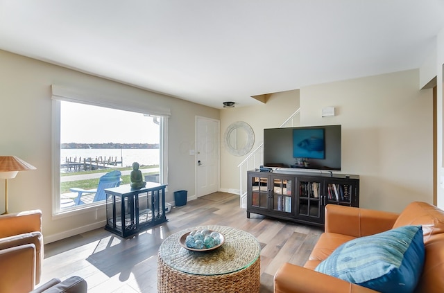 living room featuring light hardwood / wood-style floors