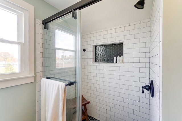 bathroom featuring walk in shower