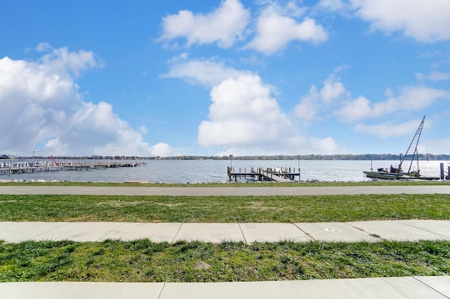 view of dock featuring a water view