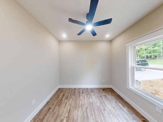 783 Crestrose Dr, Howard, OH 43028 - unfurnished room with wood finished floors, ceiling fan, and baseboards