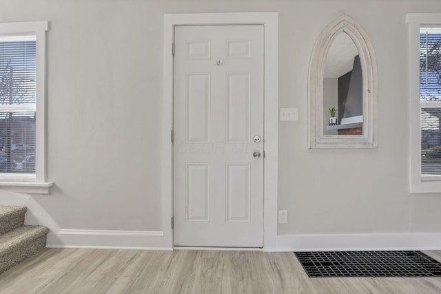 entryway with light wood-type flooring