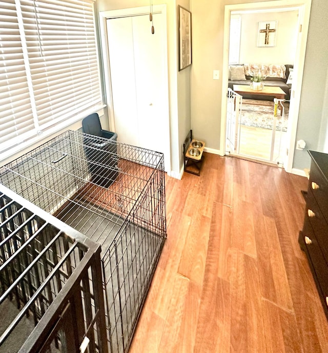 interior space with hardwood / wood-style flooring