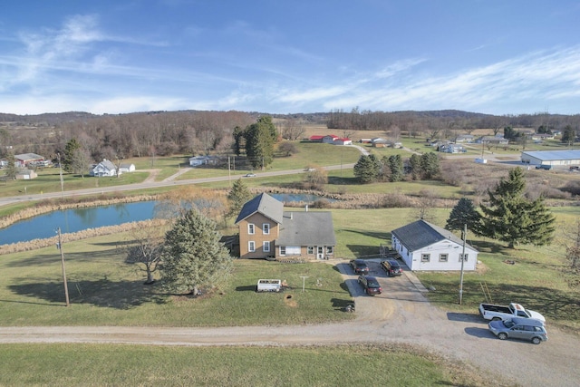 bird's eye view featuring a water view