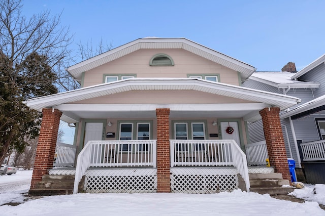 view of front facade featuring covered porch