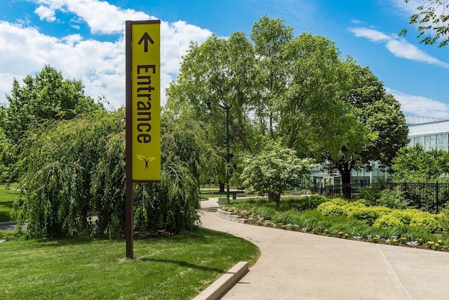 view of community featuring a lawn