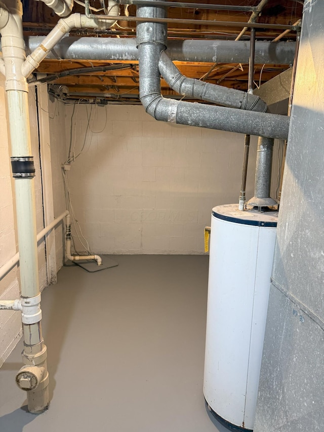 basement with water heater