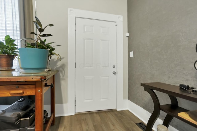 foyer with wood-type flooring