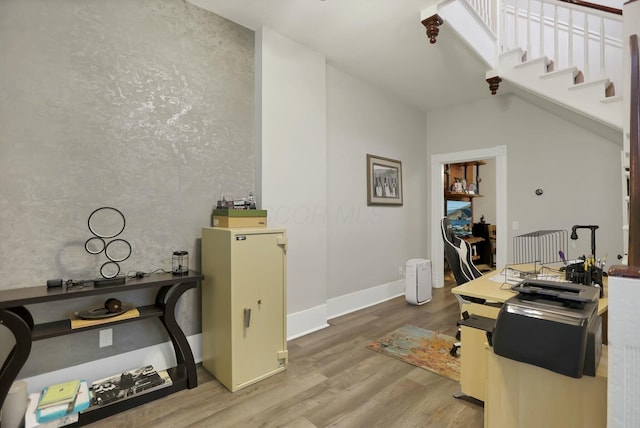 office space featuring hardwood / wood-style flooring