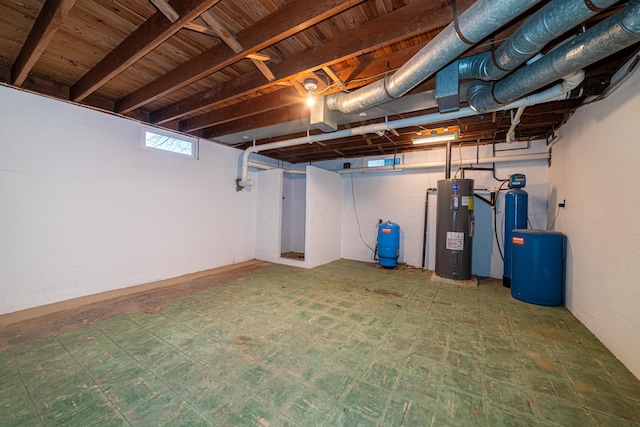 basement with electric water heater