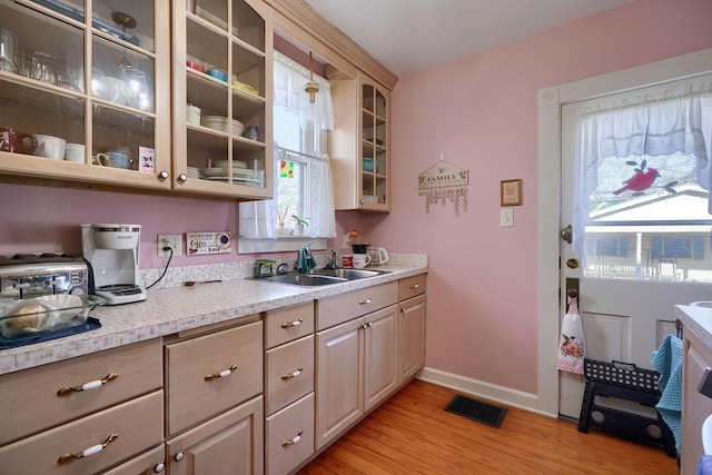 kitchen featuring sink and light wood-type flooring